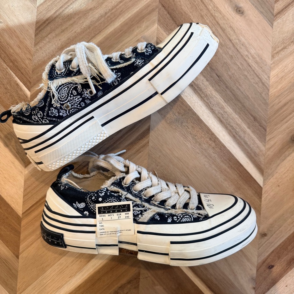 xVESSEL GOP Lows Paisley Black White Deconstructed Platform Sneakers W7 Harajuku